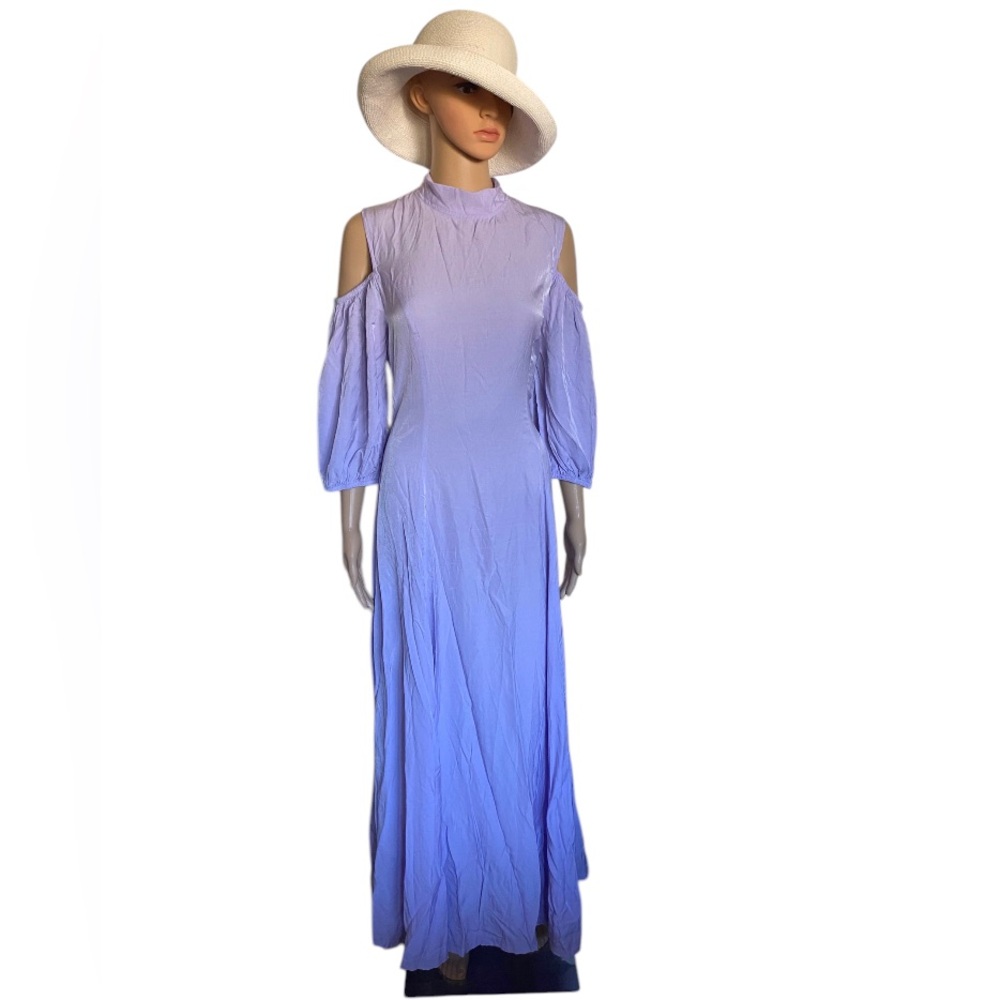 Lavender Easter Spring Cold Shoulder Maxi Dress Size XL